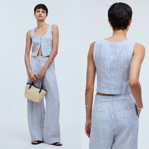 Madewell Scoopneck Crop Tank in 100% Linen sz.00